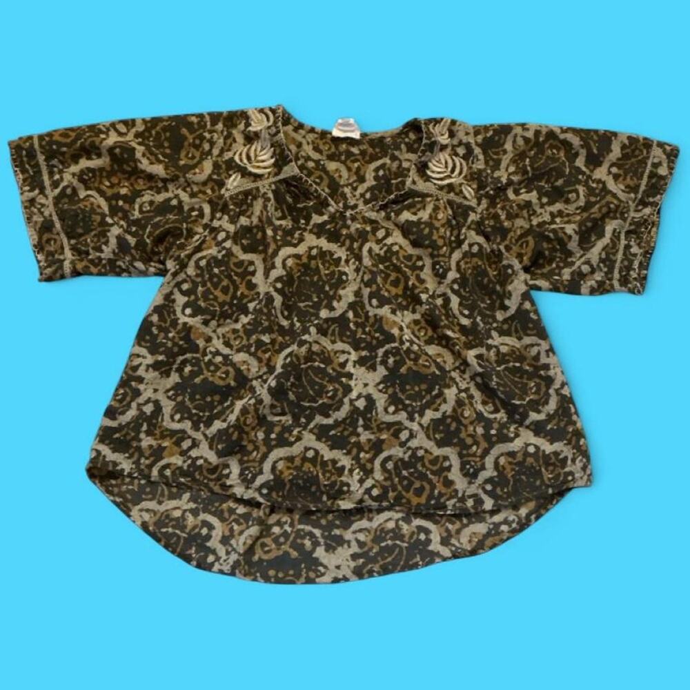 Sigrid olsen printed cotton boho peasant blouse